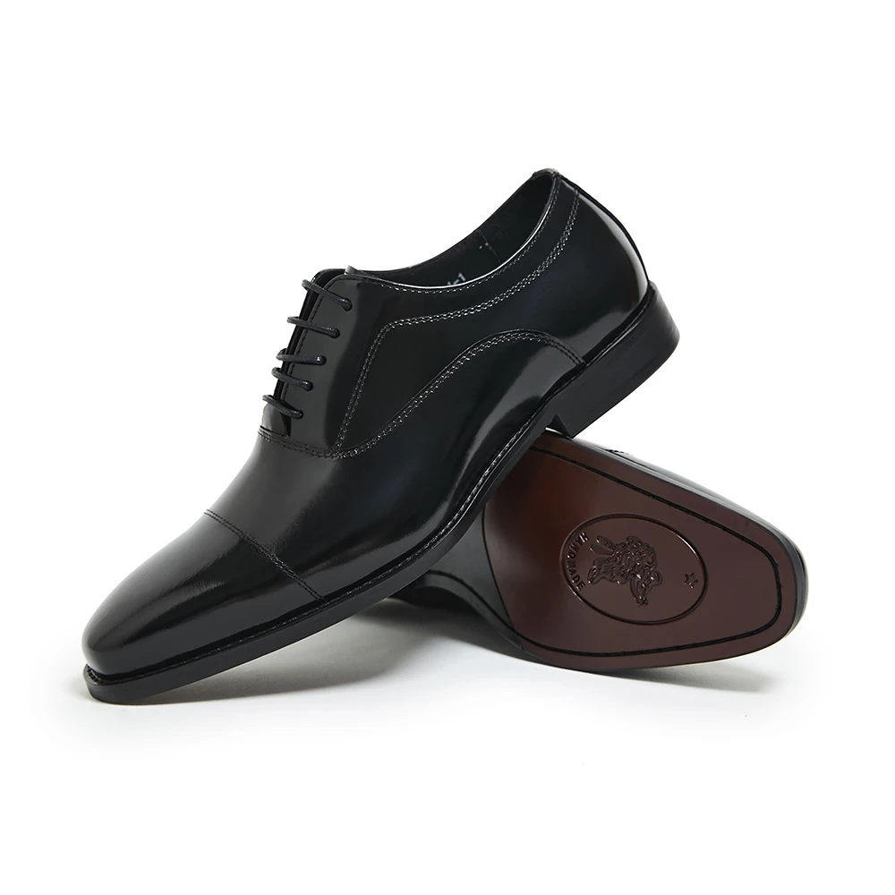 时尚英伦风真皮低帮男皮鞋经典三接头商务正装头层牛皮开边珠鞋子