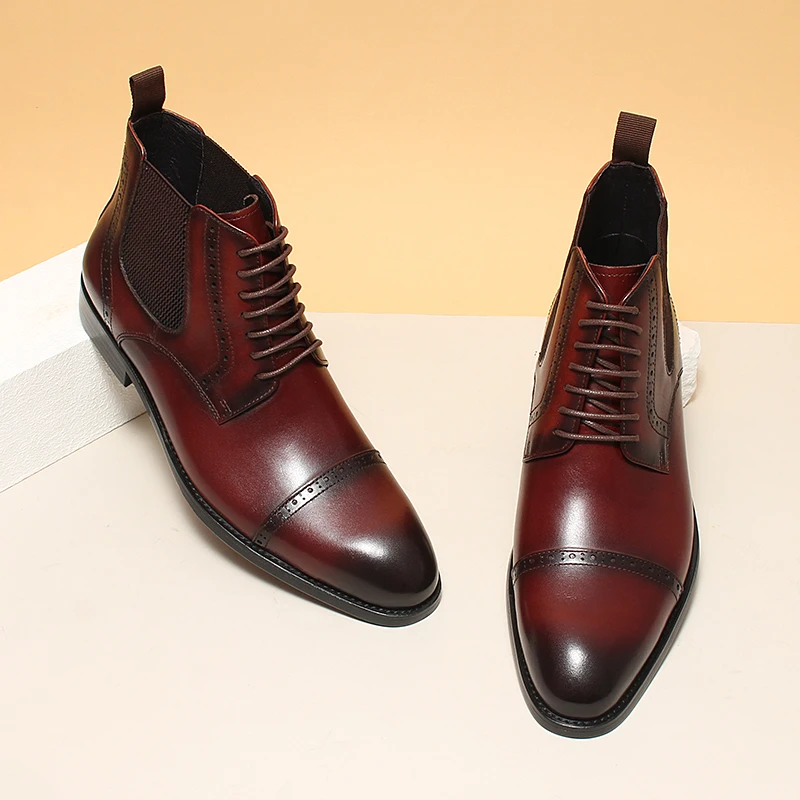 King&N/昆纳新款马丁短靴正装商务男士系带款