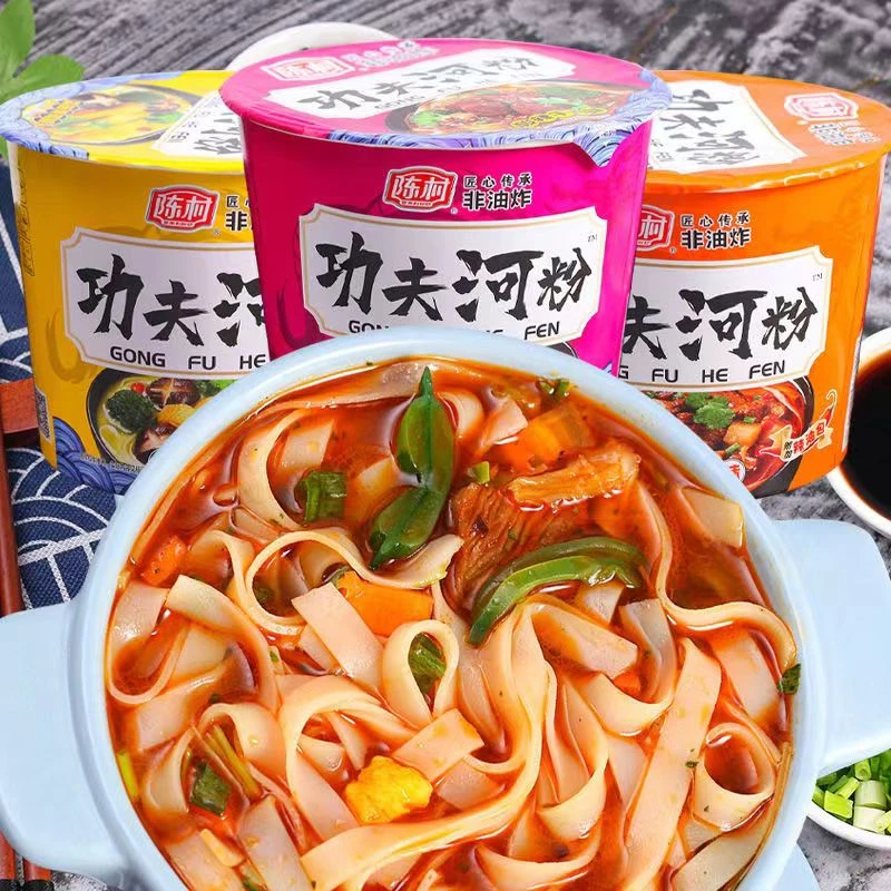陈村 功夫河粉桶整箱广东河粉宽粉速食品冲泡桶装方便面泡面夜宵