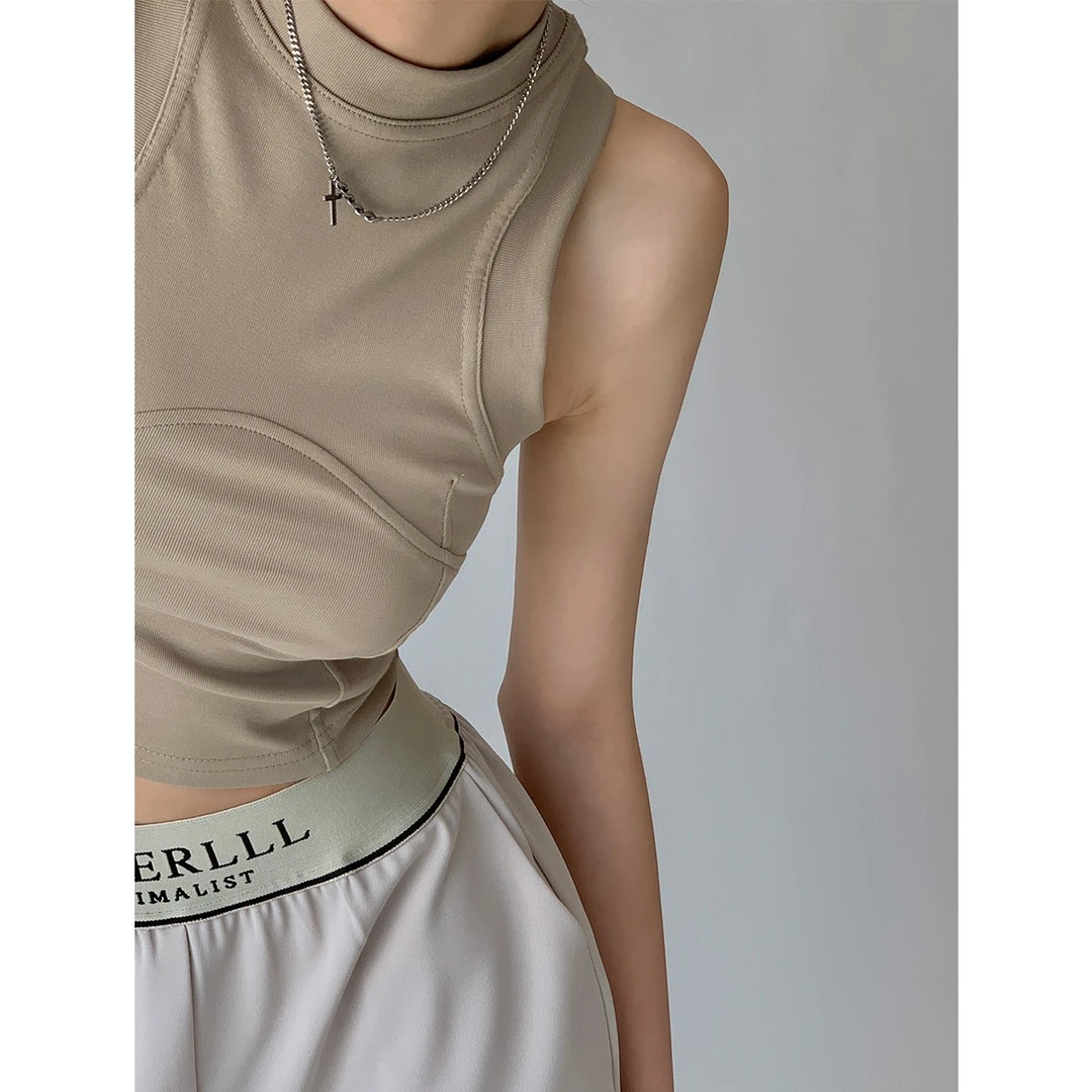 小众设计感中领无袖背心女  P0601T1458  6.26