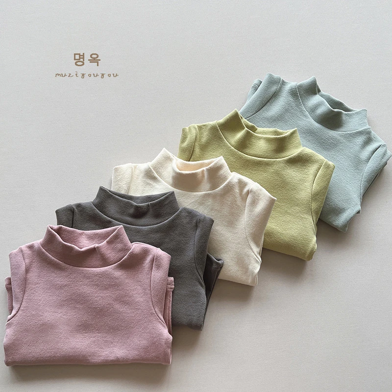 儿童打底衫秋冬新款韩版高弹力衣服小童百搭打底衫童装半高领宝宝