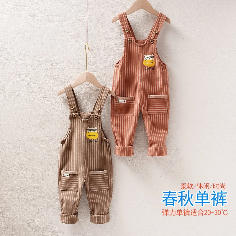 断码捡漏男童女童背带裤春秋款0-3岁儿童秋冬宽松工装裤弹力