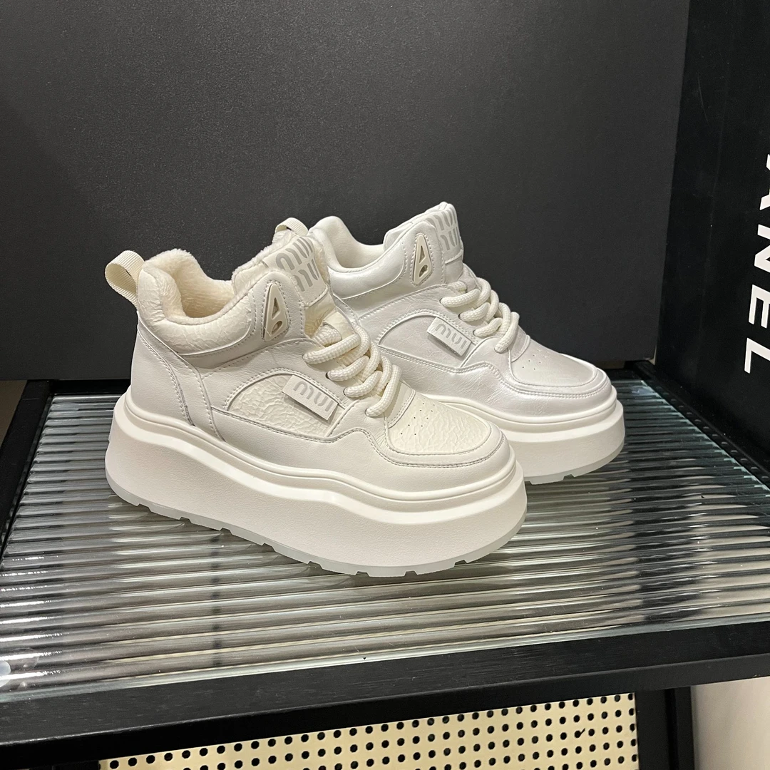 【 6公分】时尚秋冬季新款中帮厚底软底软面休闲女鞋