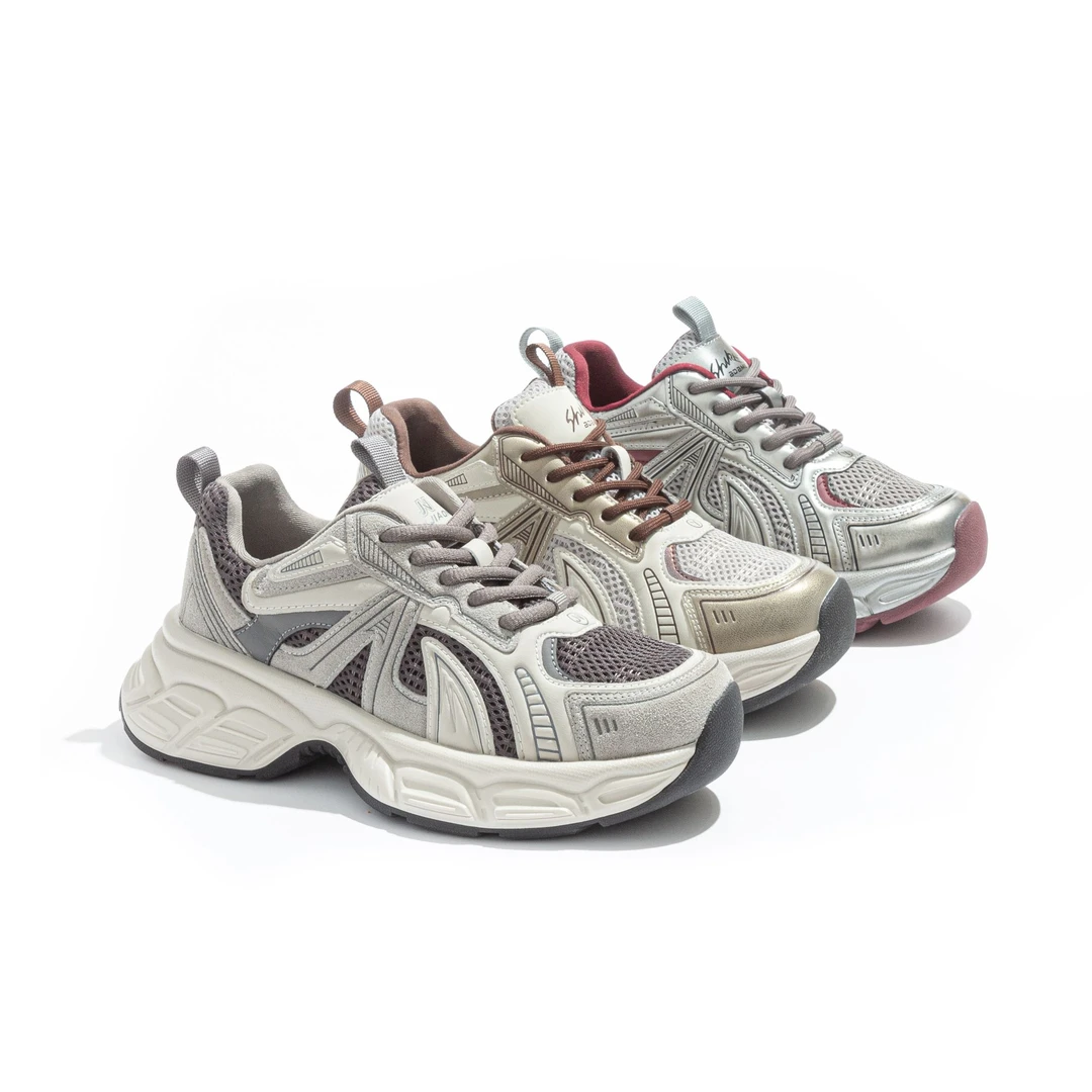 老爹鞋【 5公分】真皮牛皮时尚秋季新款潮流百搭厚底休闲运动鞋