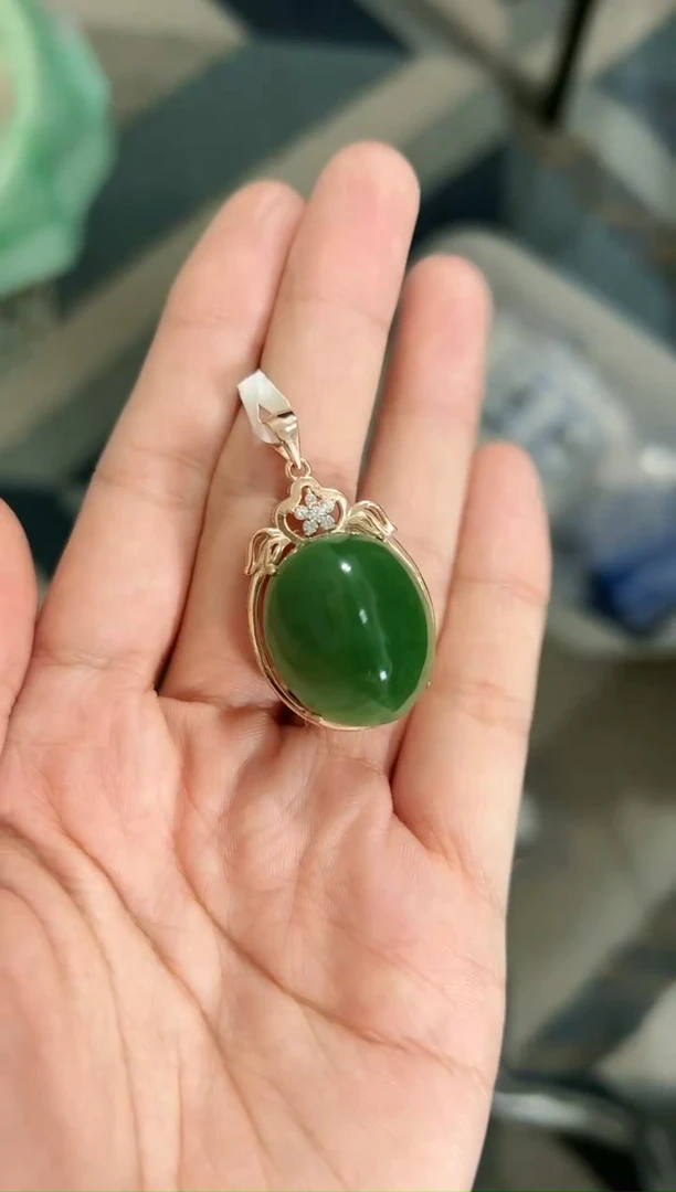 【闪购商品】和田玉（碧玉）颈饰银S925镶嵌碧玉