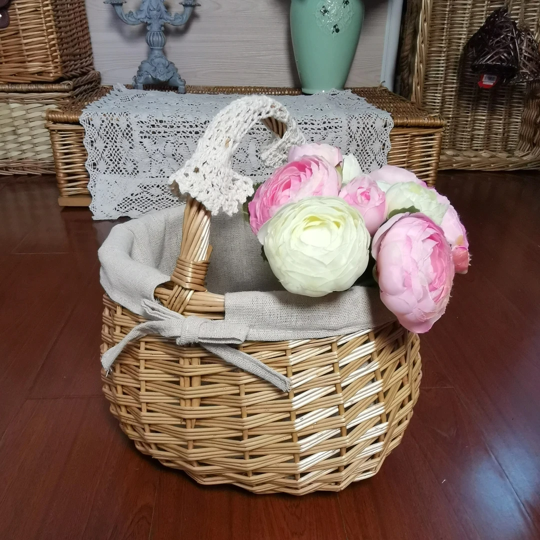 柳编野餐篮插花篮鸡蛋篮