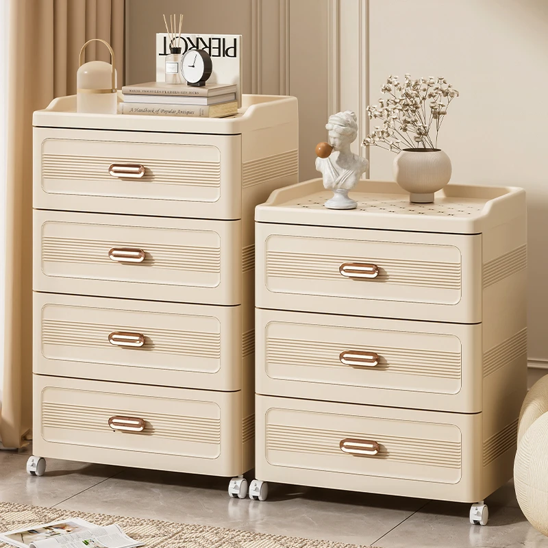 【奶白色抽屉柜】抽屉式床头柜收纳柜客厅柜子卧室奶油风五斗柜