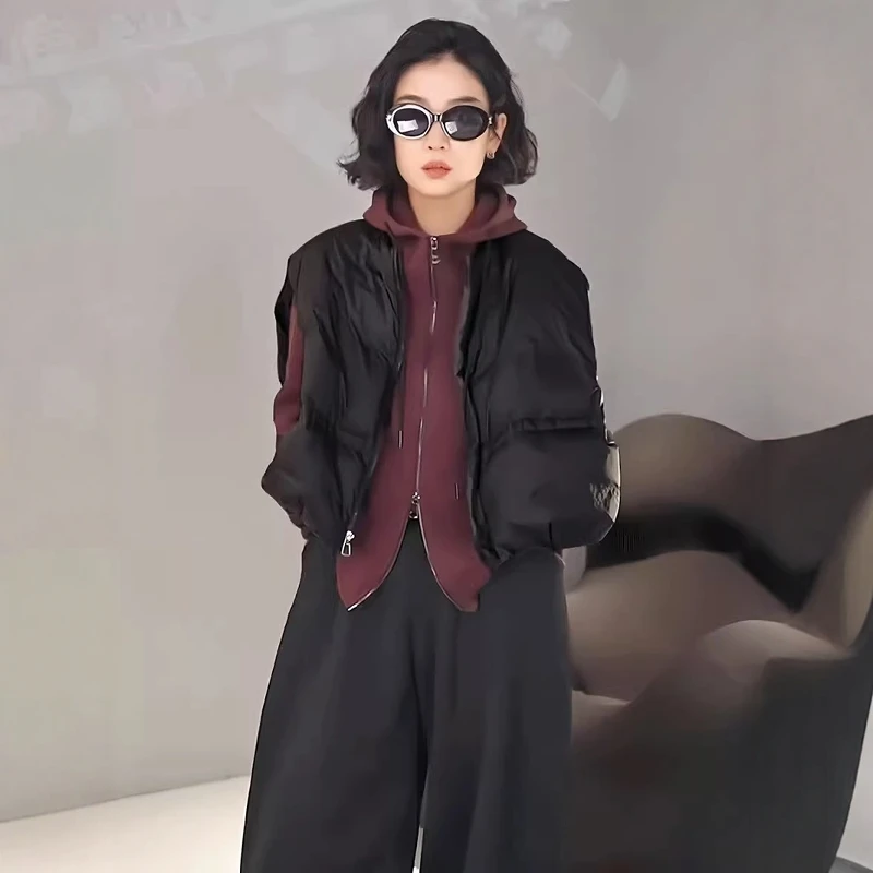 羽绒马甲女短款面包服外套2023秋冬季新款韩版百搭白鸭绒坎肩背心