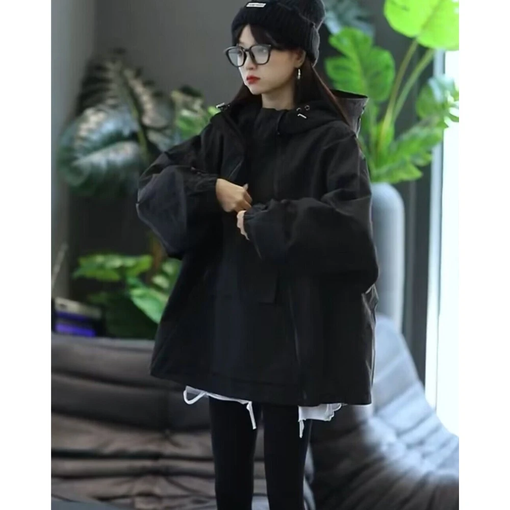 欧货冲锋衣时尚女中长款小个子上衣2025新款秋季宽松高级感时尚女
