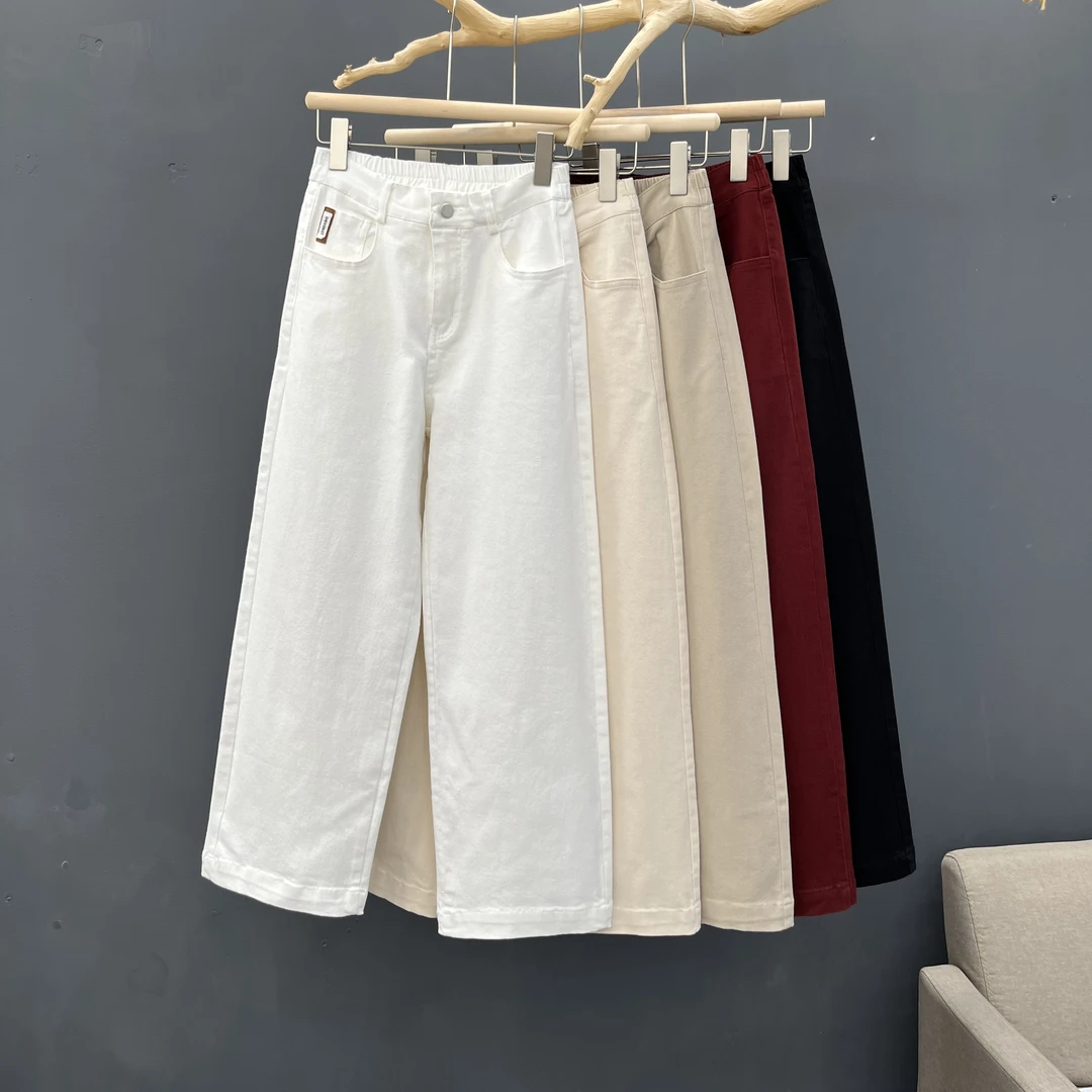 裤子女款爆款2025新款高腰时尚显瘦阔腿宽松直筒裤百搭休闲九分裤