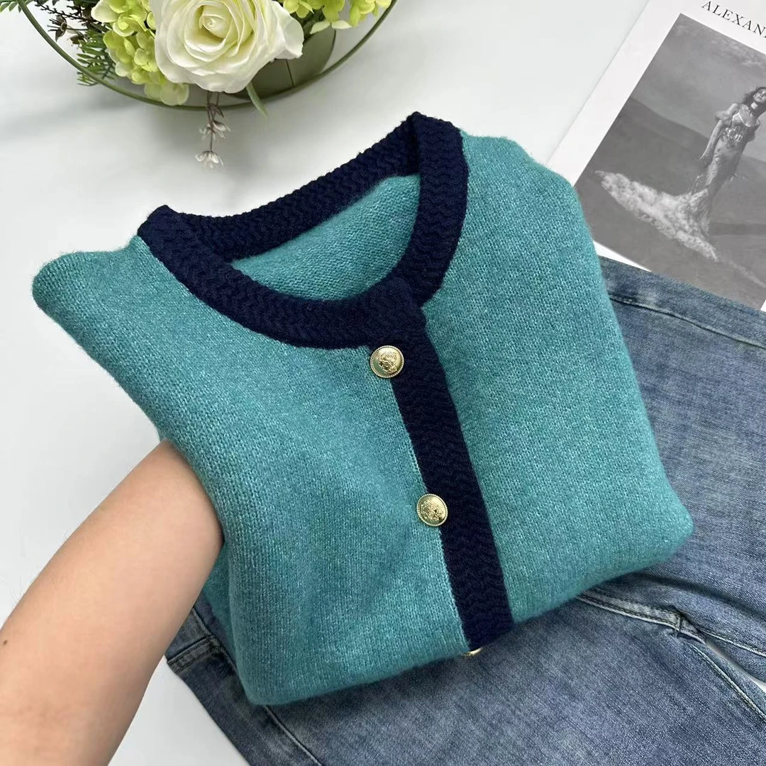 【景泰蓝】 冬款外套气质显白洋气正肩针织衫Y5781蓝