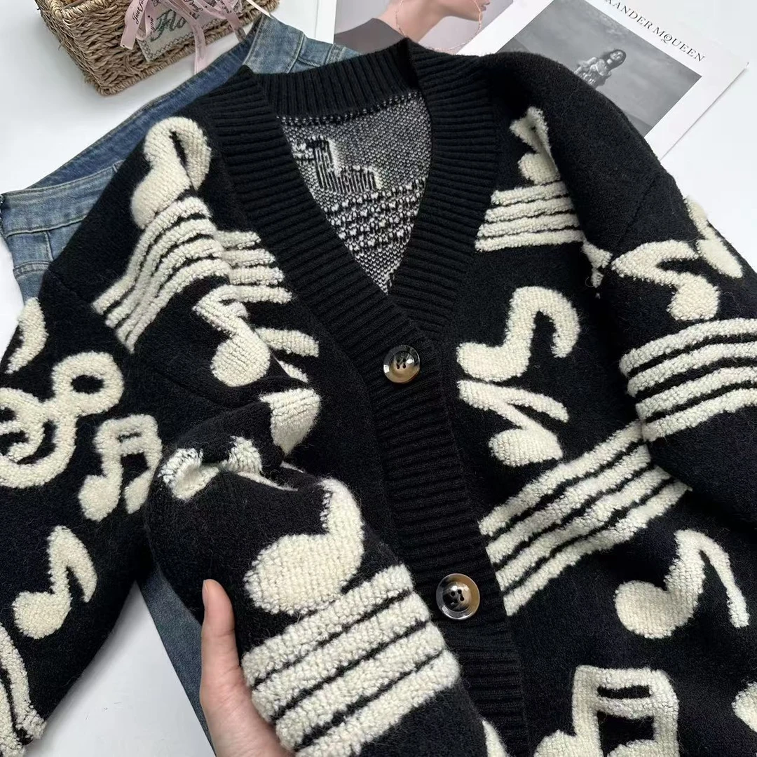 飞飞家 冬款大外套850克重！慵懒风加厚加密毛巾秀针织衫Y5442黑