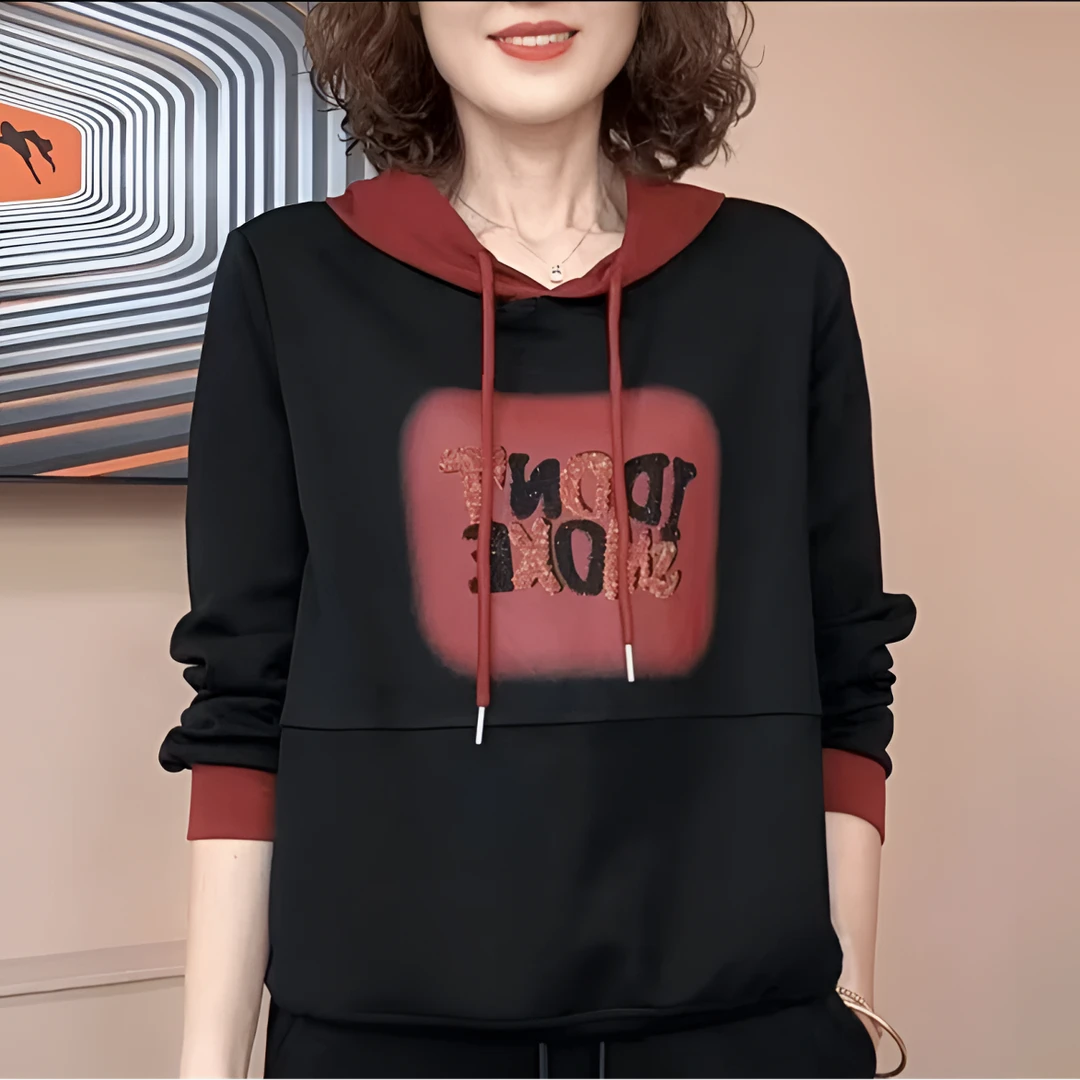 2025春季时尚女士T恤字母印花百搭显瘦洋气减龄休闲卫衣