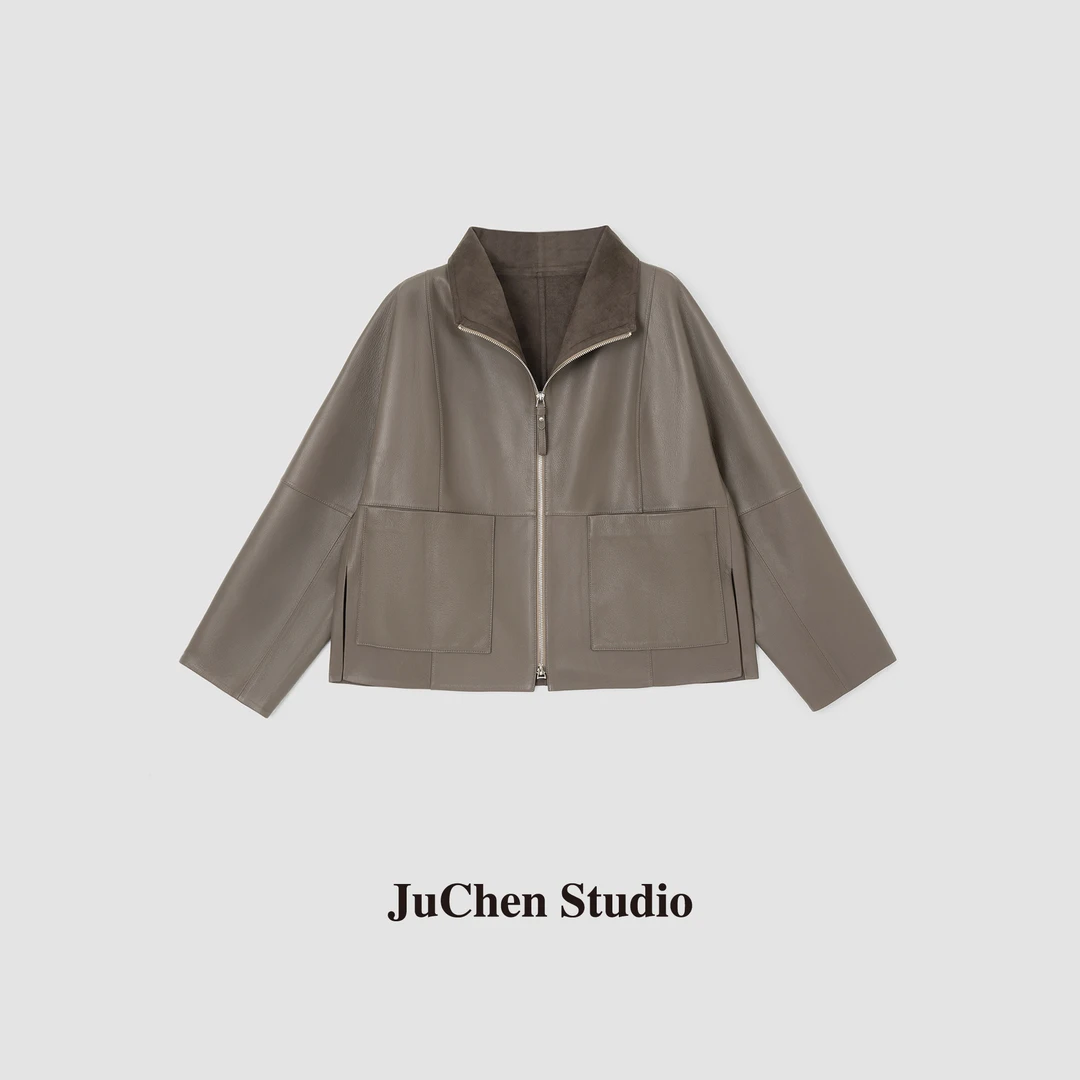 “克林晚秋”秋冬新款雅丹大地系重磅山羊皮衣外套女JY2408047-896