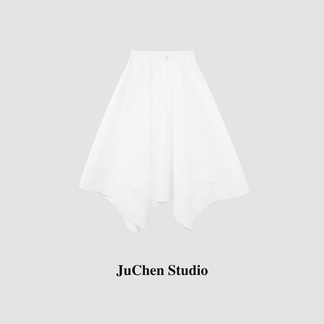 “夏日絮语”细棉 法式镂空撞边松紧腰半裙23061175