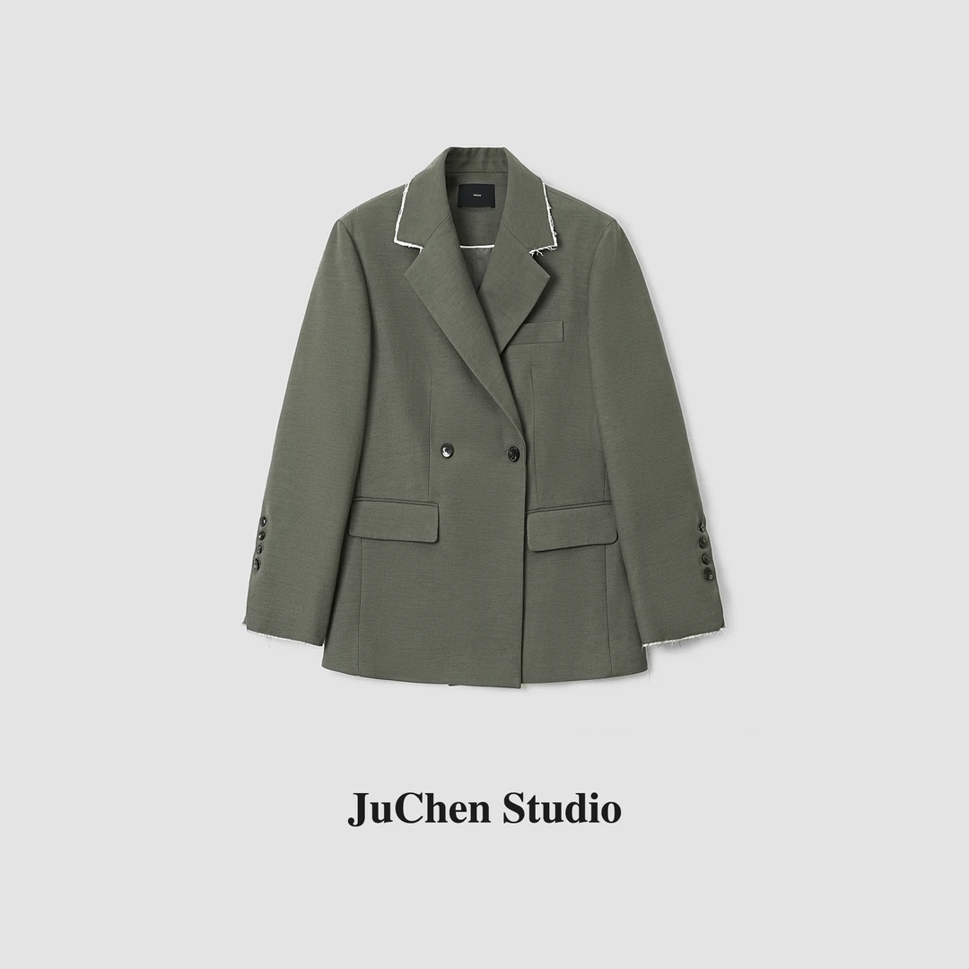 设计感天丝羊毛毛须领西装外套 FW101687”未完成“