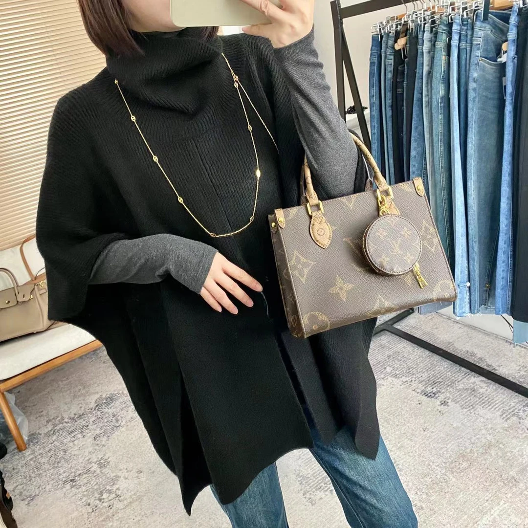 小香风高领毛衣披肩斗篷气质两面穿宽松针织衫女时尚韩版秋冬潮