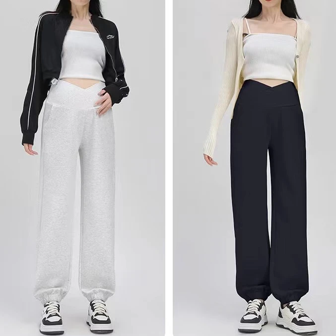 【XiaoYu】孕妇低腰卫裤直筒收腿裤束脚裤时尚显瘦韩版设计托腹裤