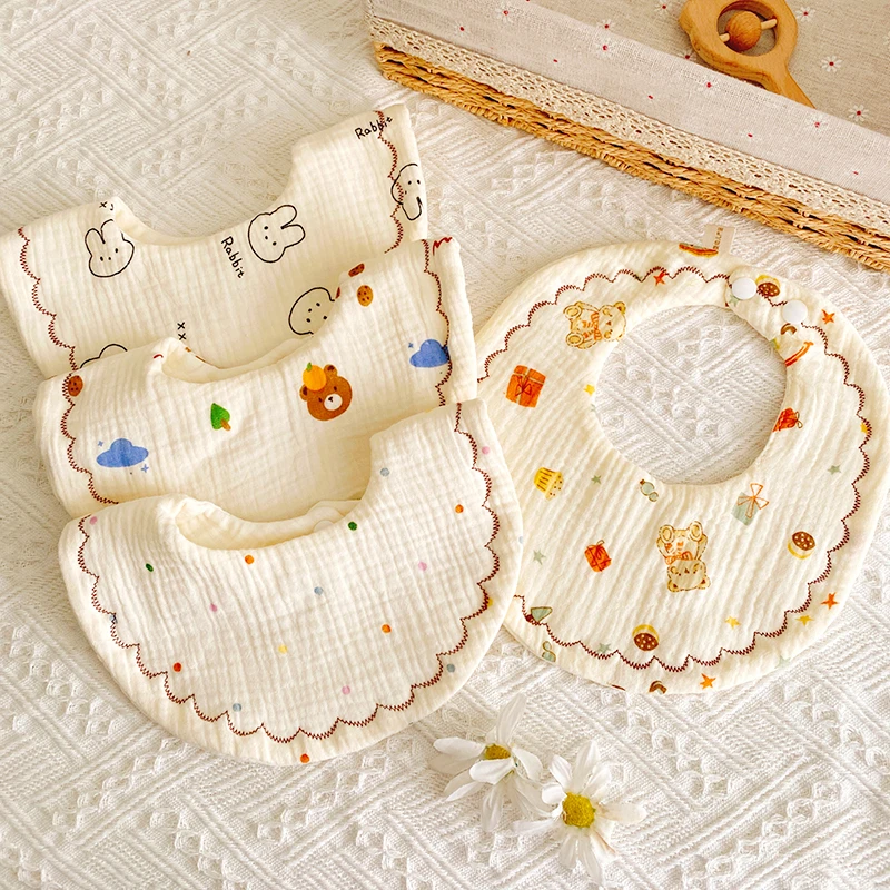 婴儿口水巾纯棉纱布围嘴新生儿柔软吸水围兜防吐奶垫男女宝宝围脖