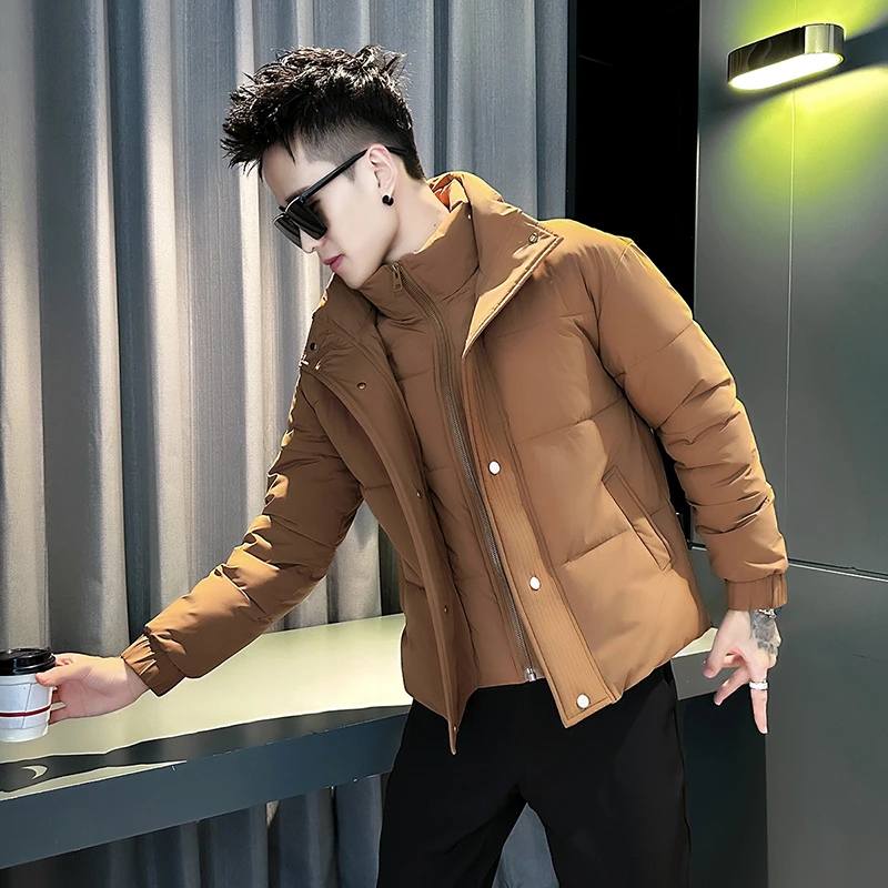 冬季爆款假两件棉服男2024新款男士冬天外衣潮流痞帅短款棉衣外套