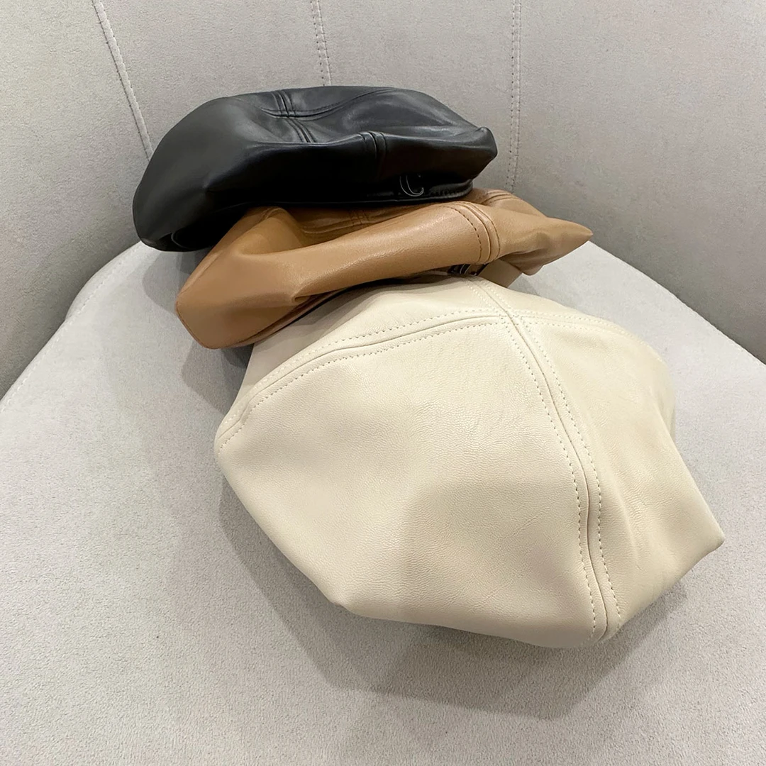 【何以慢】百搭显脸小复古休闲八角PU皮质贝雷帽Z04-A4072