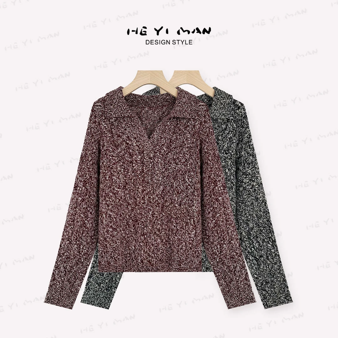 【何以慢】羊绒羊毛500g慵懒宽松显瘦V领针织外穿针织衫A4-A4953