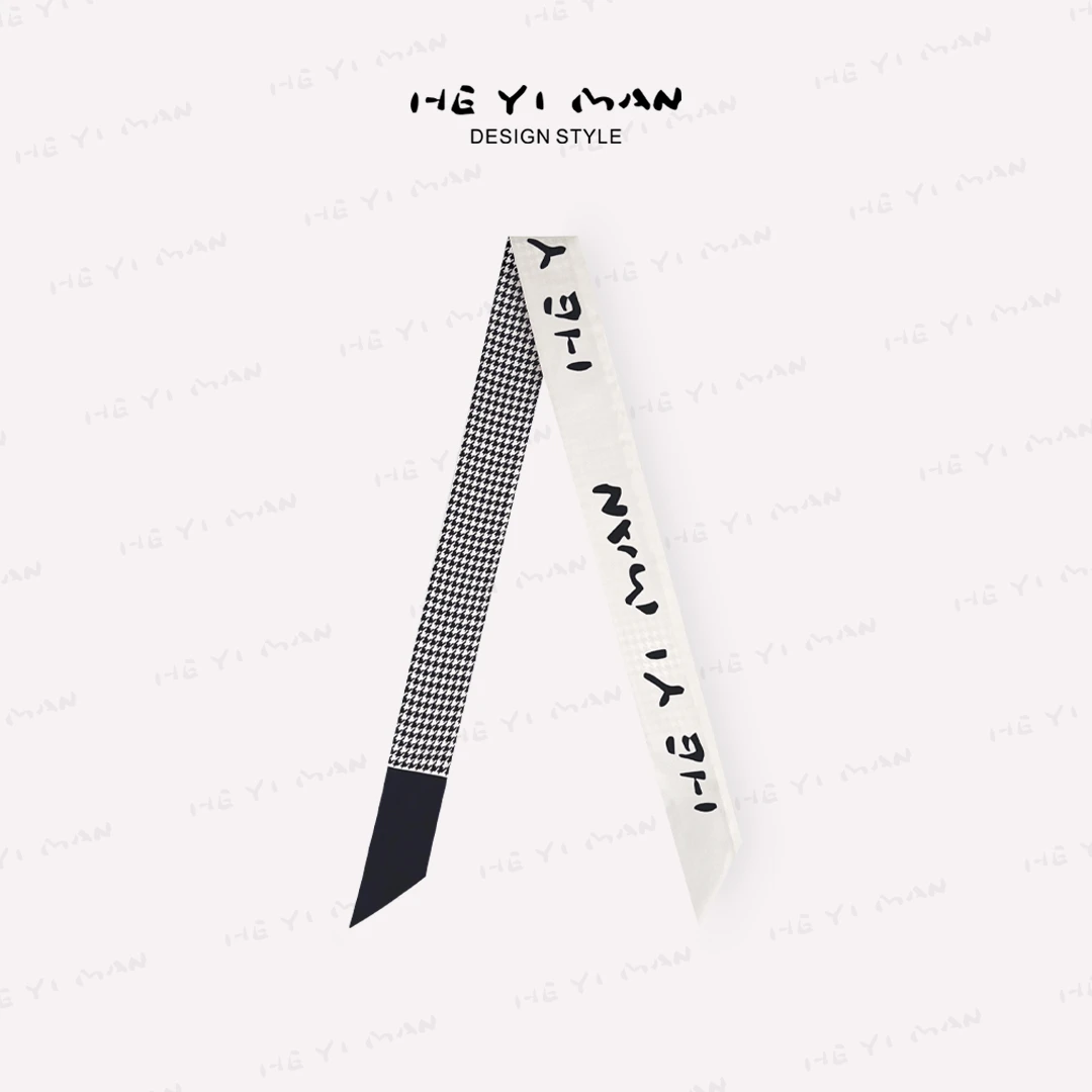 【何以慢】100%桑蚕丝真丝千鸟格气质百搭发带领结丝巾L-A4052