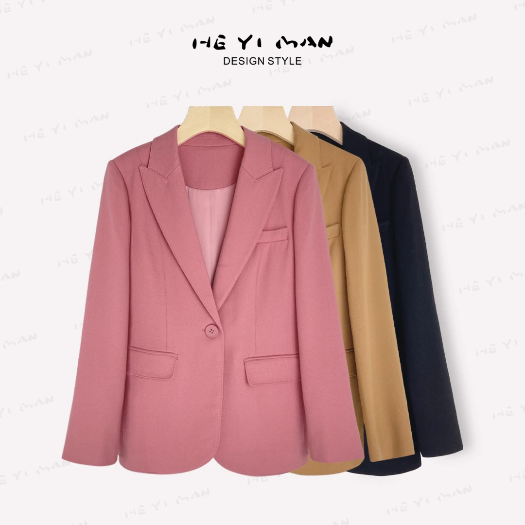 【何以慢】羊毛轻职风秋季保暖纯色百搭一粒扣西装外套A3-A3384
