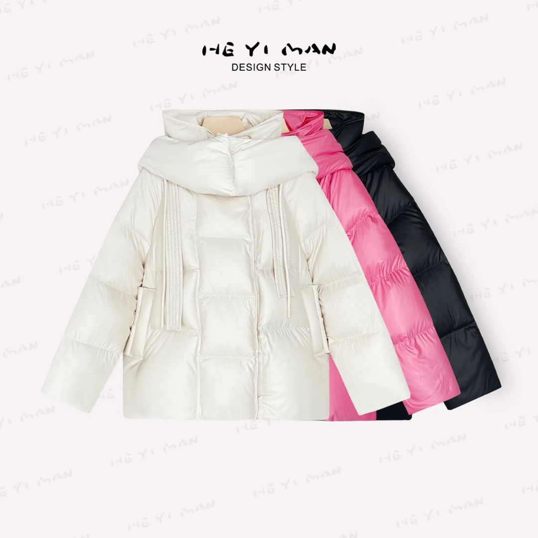 【何以慢】90白鹅绒冬季保暖时尚磁吸扣一手长防风羽绒服A8-A3261