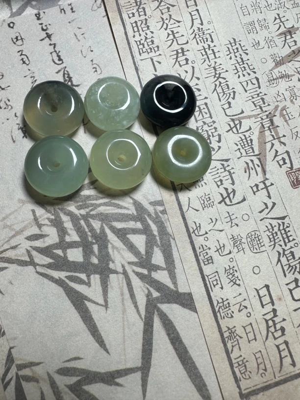 天然岫玉平安扣面包扣情侣吊坠可diy