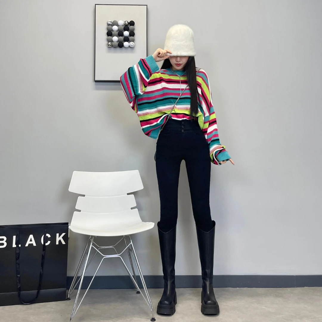 【现货】高腰显瘦6D魔术裤女紧身提臀小黑裤外穿铅笔裤黑色打底裤