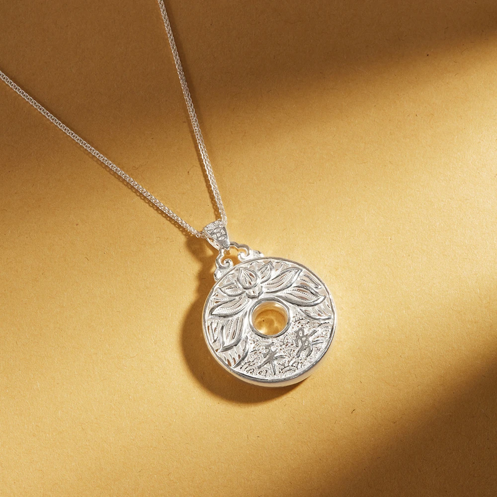 吊坠足银 花丝纯银平安扣吊坠百搭