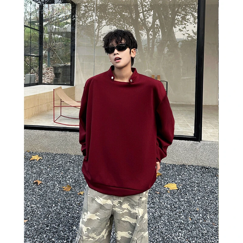 设计感高街痞帅卫衣潮男打底衫长袖垫肩小众机车上衣服春秋款潮流