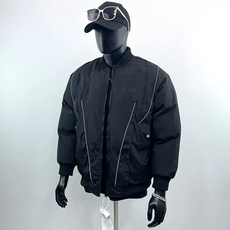 冬季美式复古纯色飞行员棉衣外套男2024新款潮牌宽松加厚保暖棉袄