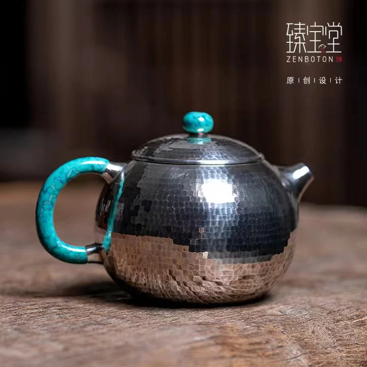 臻宝堂小银壶铜包银银壶泡茶壶家用纯手工