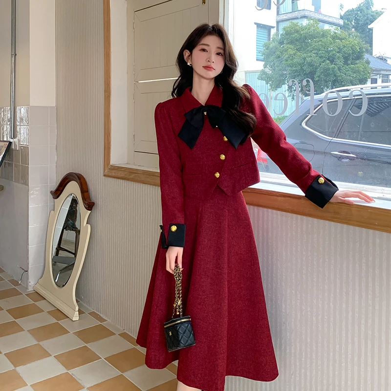 欧若风穿搭小香风复古套装裙女2025新款春秋季气质名媛收腰两件套