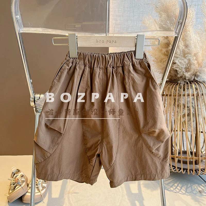 现货【金玉腰】韩版儿童潮酷夏款2024年新款松紧带设计感褶皱裤子