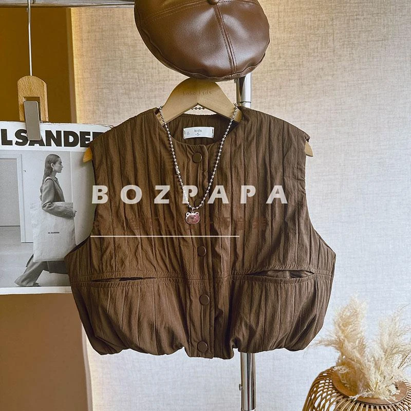 【熔岩巧克力】马甲单件男宝宝冬季潮范2024新款定制洋气纯色上衣