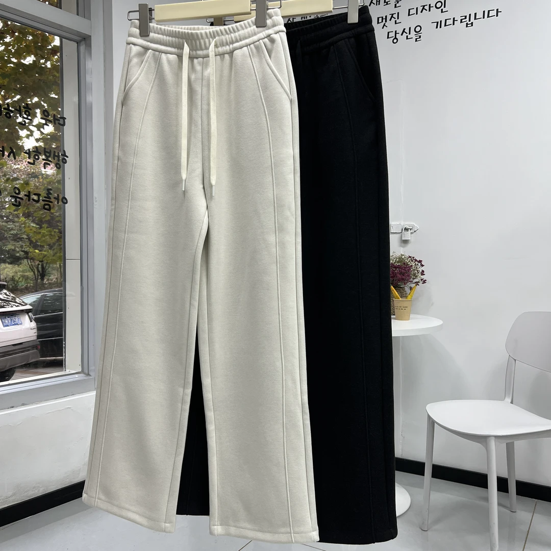 韩国 加绒窄版 直筒裤