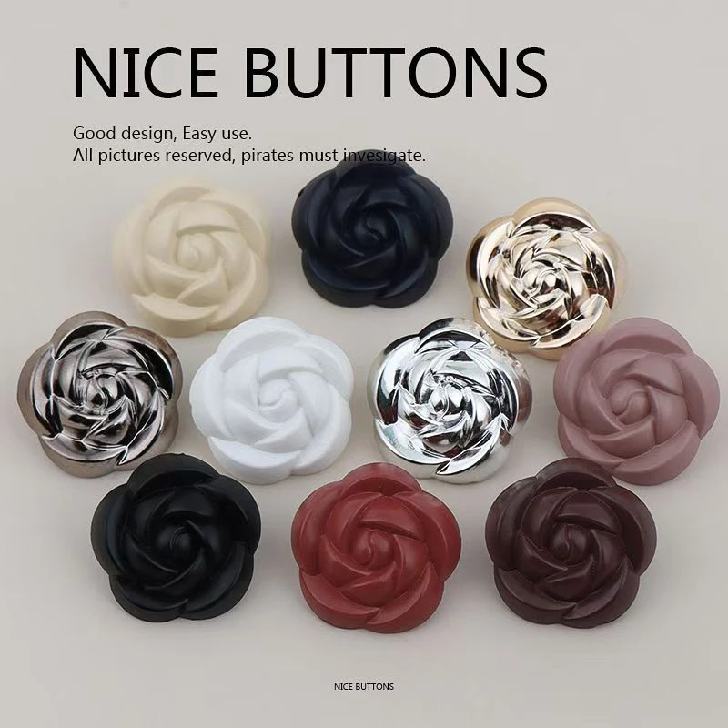 彩色小香风玫瑰花扣子精致百搭女士上衣开衫毛衣外套塑料手缝纽扣