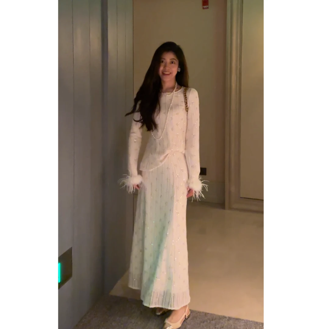 【N·COU】24秋新款【瑶台仙】优雅钩花钉珠针织套装DY22205