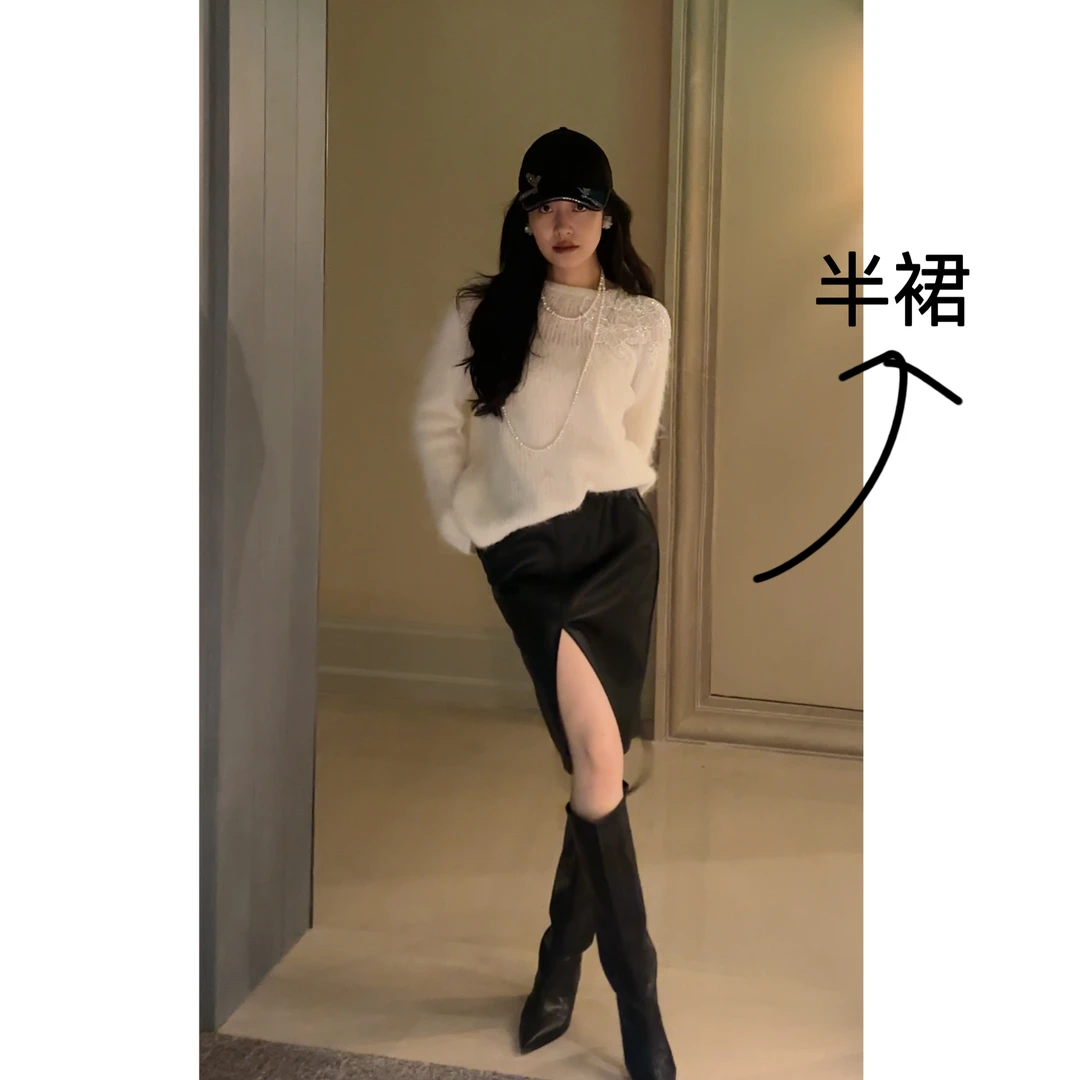 【N·COU】24冬新款【摩登街区】百搭开叉设计感皮裙DY22150