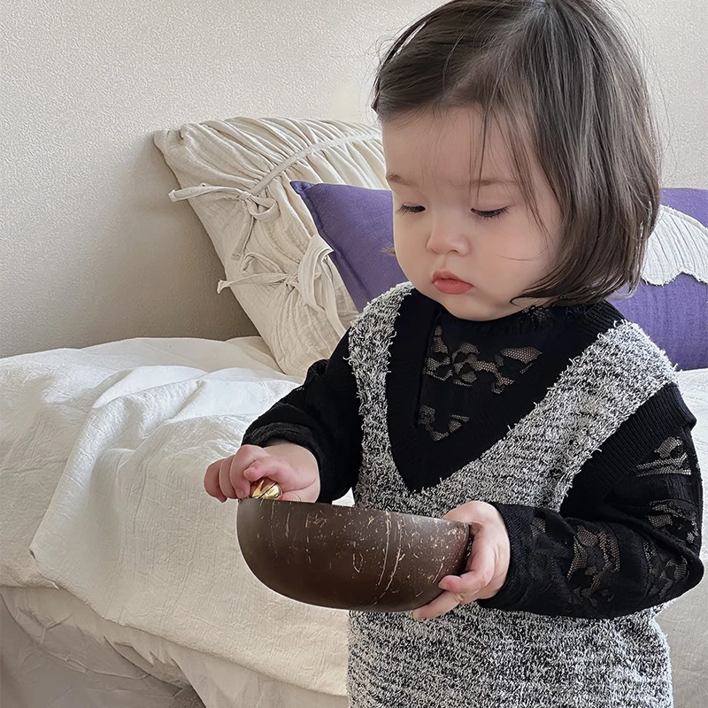 A-3 24婴幼儿黑白渐变流苏马甲yz81079