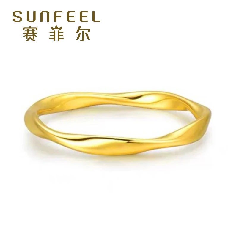 SUNFEEL/赛菲尔足金时尚简约莫比乌斯黄金戒指女礼物JZ032