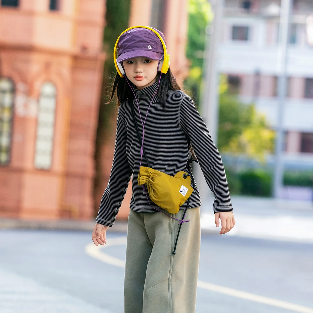 BANDOCIN/半度闲女童秋冬冬季户外时尚条纹高领保暖百搭打底衫