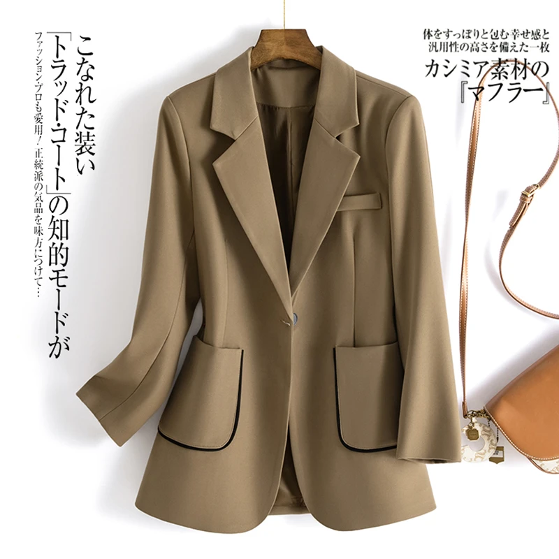 【C魅甄选】3180黑色休闲西装外套女秋2022新款英伦风设计西服上