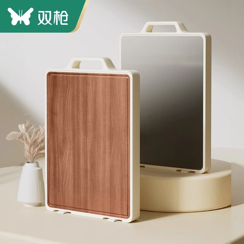 双枪切菜板砧板不锈钢案板厨房专用粘板刀实木菜板防霉家用抗菌筷