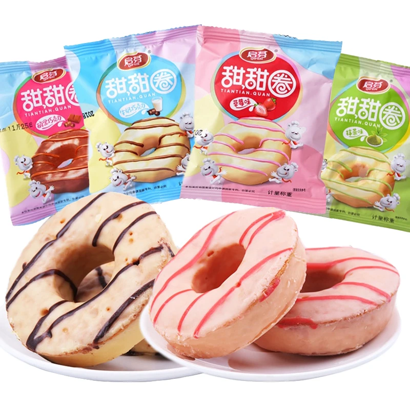 启芬巧克力草莓甜甜圈蛋糕牛奶味抹茶味糕点整盒面包早餐零食包邮
