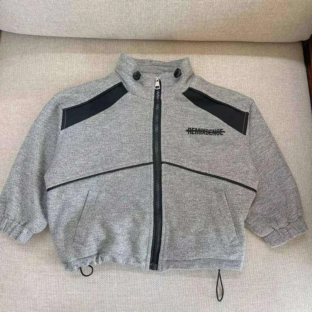 【断码处理 231037-2】秋冬韩版时尚儿童保暖加绒拼接款立领外套