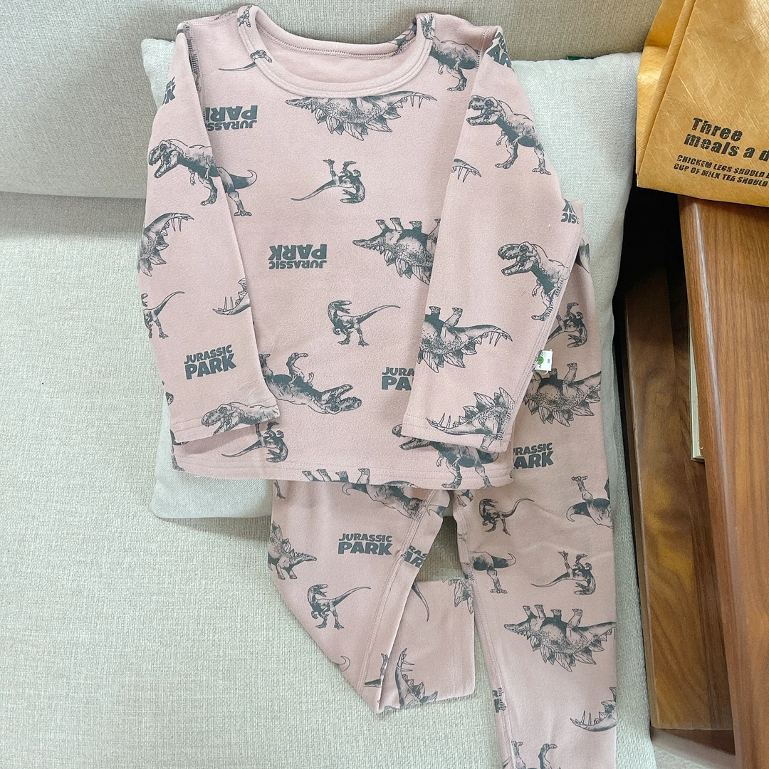【JMJQ 23996】秋季款中小童舒适居家打底满印恐龙睡衣家居服套装